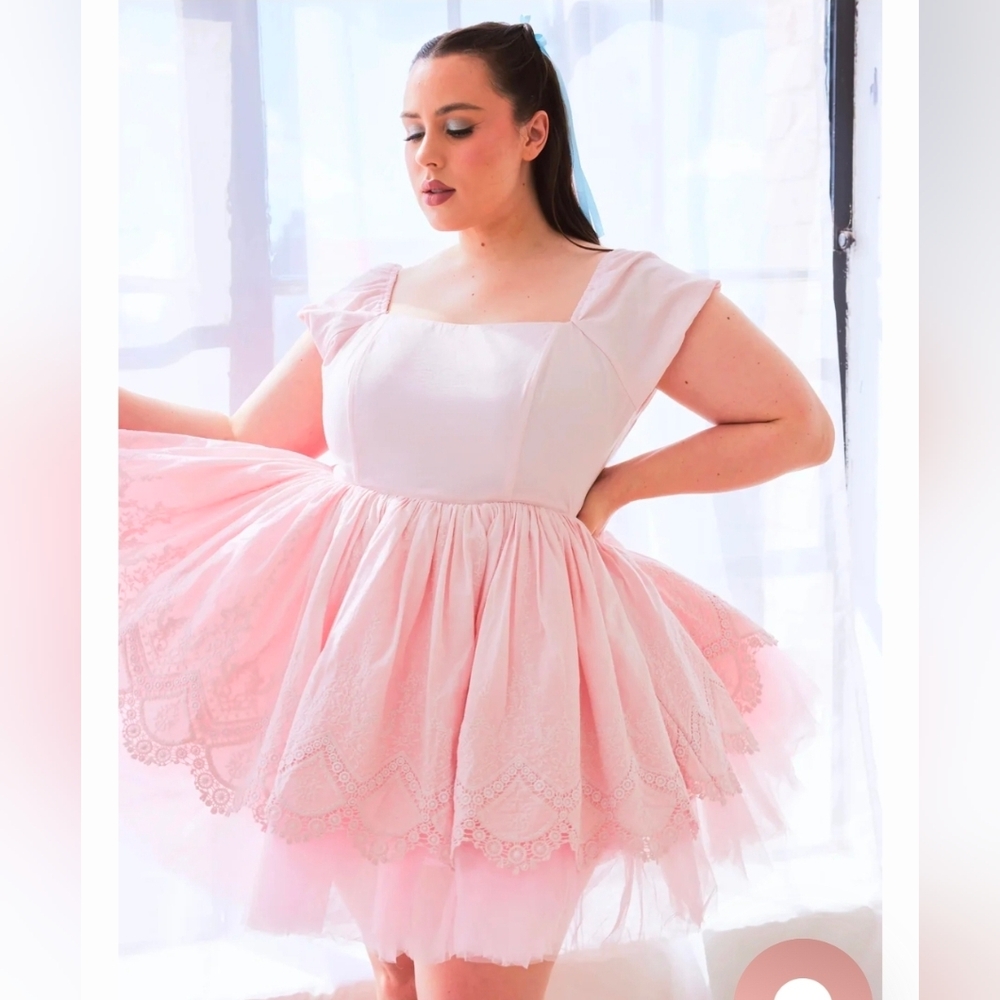 Ivory Sheep Pink Cotton Blossom Mini Dress